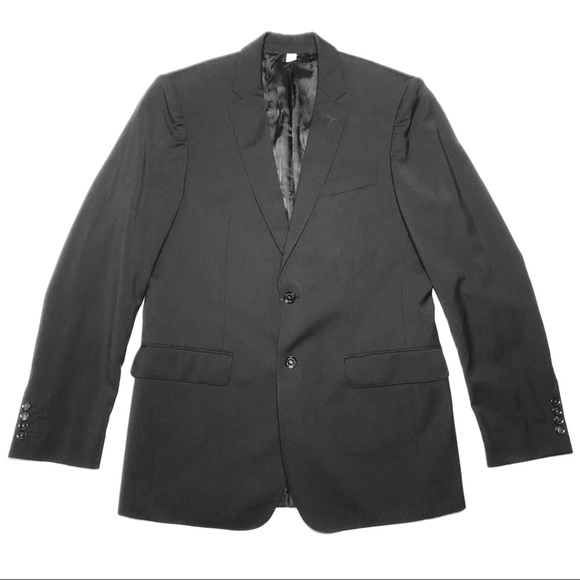 Burberry Black Double Vent Slim Fit Wool Blazer